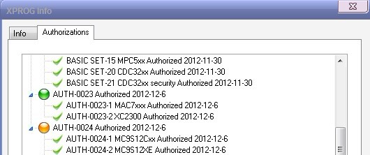 Autorisations pic2 de XPROG