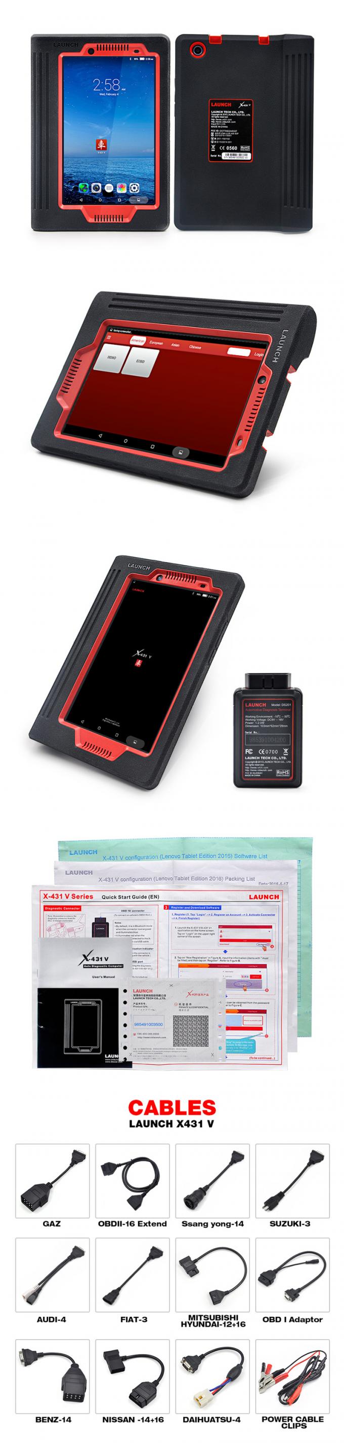 Appui total de scanner du système X-431 V de Diagnostic-outil du fonctionnaire X431 V 8inch Wifi/Bluetooth du LANCEMENT 8inch de X431 V multi-Langua