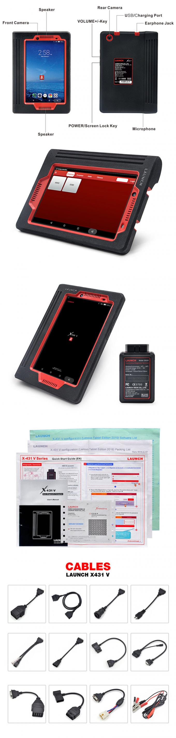 X431 V le LANCEMENT global X431 V 8 de version de 8 pouces avancent le scanner petit à petit diagnostique x-431 V Bluetooth/Wi de version de plein système global d'ECU