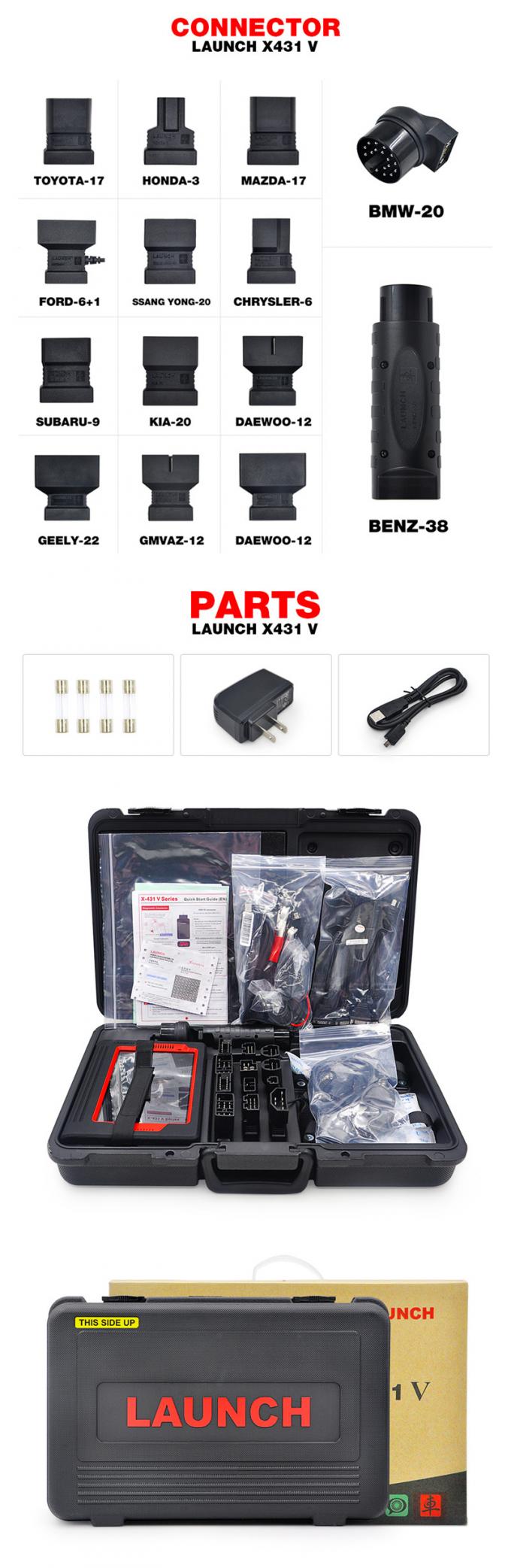 X431 V le LANCEMENT global X431 V 8 de version de 8 pouces avancent le scanner petit à petit diagnostique x-431 V Bluetooth/Wi de version de plein système global d'ECU