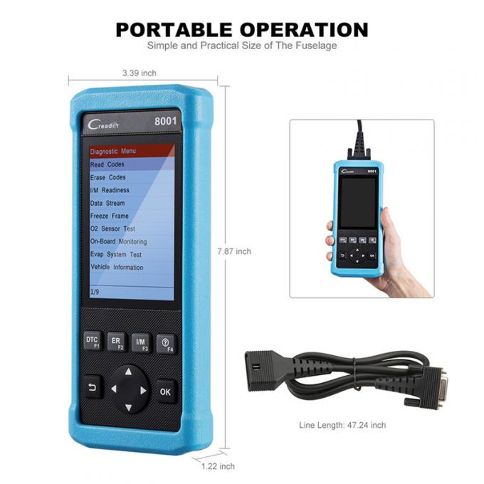 Scanner des véhicules à moteur de 2018 lancements CReader 8001 avec de l'huile de couverture d'ABS, de SRS ECU et données d'impression de remise d'EPB par l'intermédiaire de diagnosti d'OBD 2 de PC