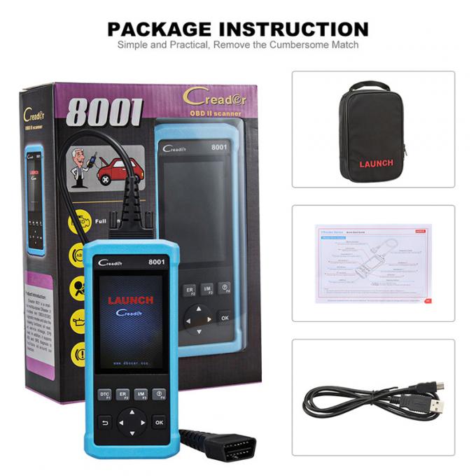 Scanner des véhicules à moteur de 2018 lancements CReader 8001 avec de l'huile de couverture d'ABS, de SRS ECU et données d'impression de remise d'EPB par l'intermédiaire de diagnosti d'OBD 2 de PC