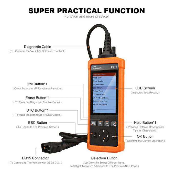 Obd2 fonctions de scanner de maître du lancement X431 pleines Creader 6011 avec l'impression en ligne de PC