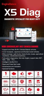 EngineDance X5 Diag 2-in-1 Truck Diagnostic Tool ECU Programmer Heavy Duty Trucks Diesel Coding Key Programming