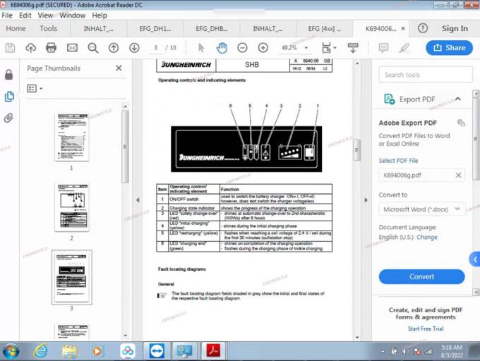 F110 comprimé avec For Judit Incado Boîte Jungheinrich 4 Téléchargeur outil de diagnostic avec 4.37 Catalogue de pièces logicielles 32
