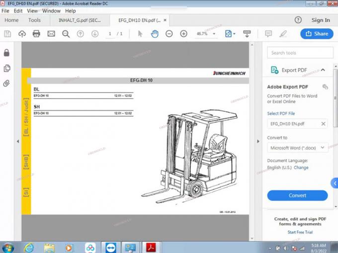 F110 comprimé avec For Judit Incado Boîte Jungheinrich 4 Téléchargeur outil de diagnostic avec 4.37 Catalogue de pièces logicielles 31