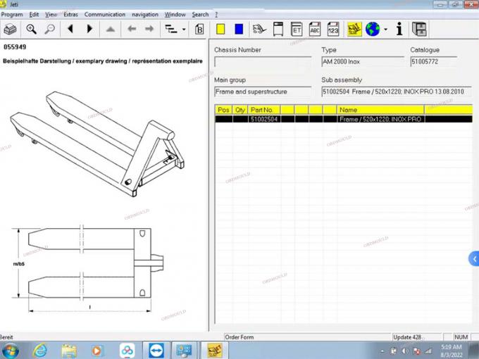F110 comprimé avec For Judit Incado Boîte Jungheinrich 4 Téléchargeur outil de diagnostic avec 4.37 Catalogue de pièces logicielles 35